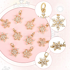 16Pcs 2 Styles Brass Micro Pave Cubic Zirconia Charms&nbsp;KK-SC0006-96