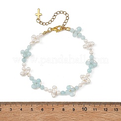 Copper Wired Shell Pearl & Natural Dyed Yellow Jade Beaded Bracelets for Women&nbsp;BJEW-JB13914