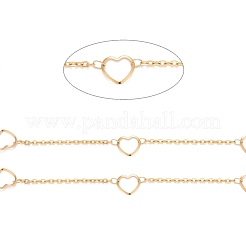 PVD Vacuum Plating 304 Stainless Steel Heart Link Cable Chains&nbsp;CHS-E006-01G