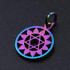 Chakra Theme Ion Plating(IP) 201 Stainless Steel Charms&nbsp;STAS-T054-JN403Q-4