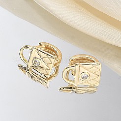 Brass & Glass Hoop Earrings&nbsp;EJEW-Q014-12G