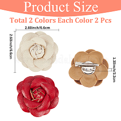 4Pcs 2 Styles Flower Imitation Leather Shoe Decoration&nbsp;AJEW-CL0005-01A