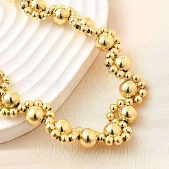 Brass Round Beaded Necklaces&nbsp;NJEW-D314-06G