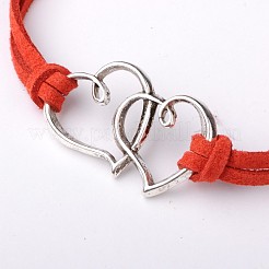 Alloy Double Heart Link Bracelets for Valentine's Day&nbsp;BJEW-JB01530-03