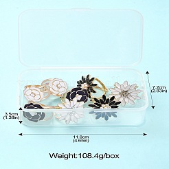 8Pcs 4 Styles Carnation & Daisy Golden Alloy Enamel Scarf Buckle Ring&nbsp;AJEW-CJ0001-33