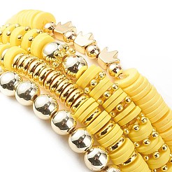 4Pcs 4 Color Handmade Polymer Clay Disc Surfer Bracelets Set&nbsp;BJEW-JB08802