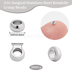 500Pcs 316 Surgical Stainless Steel Rondelle Crimp Beads&nbsp;STAS-BBC0008-71