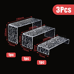 3Pcs 3 Sizes Marble Textured Acrylic Action Figure Display Risers&nbsp;ODIS-WH0030-52