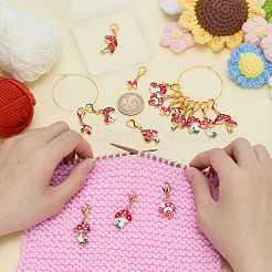 16Pcs 8 Styles Mushroom Alloy Enamel Pendant Locking Stitch Markers&nbsp;HJEW-HY00115