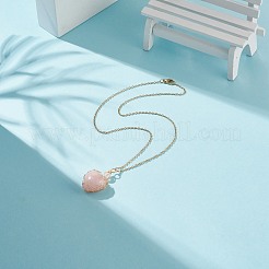 Copper Wire Wrapped Natural Mixed Stone Heart Pendant Necklaces&nbsp;NJEW-JN03971