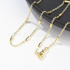 Brass Cable Chains with Column Beaded Necklace for Women&nbsp;NJEW-P265-24G