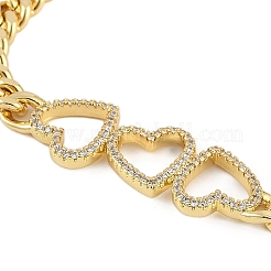 Rack Plating Brass Bracelets with Cubic Zirconia for Women&nbsp;BJEW-D047-01G-03