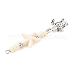 7Pcs 7 Styles Ocean Alloy & Starfish Rondelle Synthetic Turquoise Beaded Big Pendants&nbsp;PALLOY-JF04012