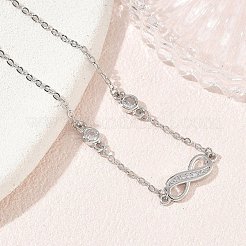 Brass Micro Pave Clear Cubic Zirconia Infinity Link Bracelets&nbsp;KK-CBA6980-27P