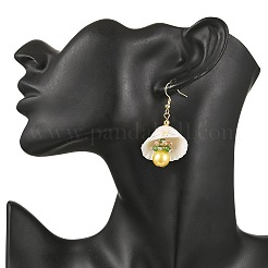7 Pairs 304 Stainless Steel Shell Shape with Round Dangle Earrings&nbsp;EJEW-MZ00549