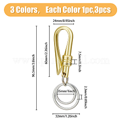 3Pcs 3 Colors Alloy Heavy Duty Keychains with 2 Detachable Key Rings&nbsp;FIND-HY0002-93