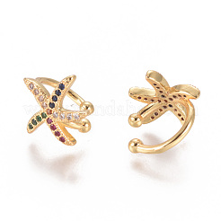 Golden Plated Brass Micro Pave Cubic Zirconia Cuff Earrings&nbsp;EJEW-L244-24G