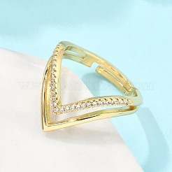 Adjustable Brass Micro Pave Clear Cubic Zirconia Finger Rings&nbsp;RJEW-S044-140-NF