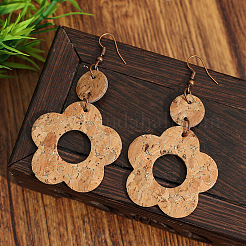 Wood & Zinc Alloy Dangle Earrings&nbsp;WG01F54-01