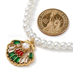 PVD Vacuum Plating 304 Stainless Steel Colorful Cubic Zirconia Shell Shape Pendant Necklaces&nbsp;STAS-Z114-22G