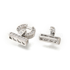 Rack Plating Brass Micro Pave Clear Cubic Zirconia Fold Over Clasps&nbsp;KK-V008-23P