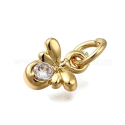 Brass Micro Pave Clear Cubic Zirconia Pendants&nbsp;ZIRC-I070-034G