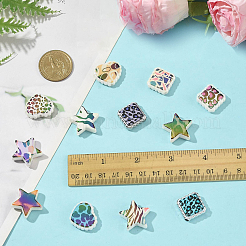 30Pcs Rainbow Iridescent Printed Opaque Acrylic Beads&nbsp;OACR-FS0002-58B-02