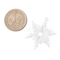 3Pcs 3 Colors Glass Seed Beaded Snowflake Pendants&nbsp;PALLOY-MZ00890