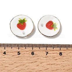 Strawberry Print Round Porcelain Pendants with Gold Trim&nbsp;PORC-P036-01A