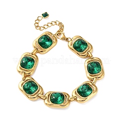 304 Stainless Steel & Glass Link Bracelets for Women&nbsp;SA-CBA8C9C-07G