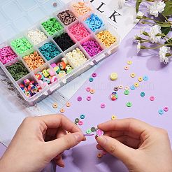 126g 15 Colors Handmade Polymer Clay Beads&nbsp;CLAY-SZ0001-32