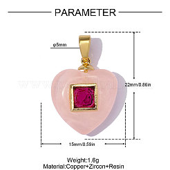 Brass Pave Fuchsia Cubic Zirconia Pendants&nbsp;CU-OY002-08G