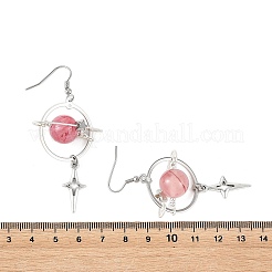 Natural Green Jade & Alloy Pendant Dangle Earrings&nbsp;EJEW-TA00818-03