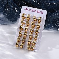 304 Stainless Steel with Cubic Zirconia Polishing effect Hoop Earrings&nbsp;EJEW-M001-24G