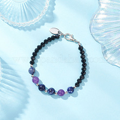 6Pcs 6 Colors Natural & Synthetic Gemstone & Glass Round Beaded Bracelets for Women&nbsp;BJEW-JB12210