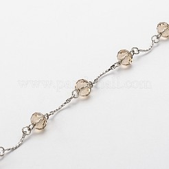 Handmade Faceted Rondelle Glass Beads Chains for Necklaces Bracelets Making&nbsp;AJEW-JB00087