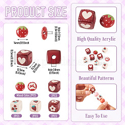 10Pcs 5 Styles Opaque Printed Acrylic Beads&nbsp;MACR-TA0002-96