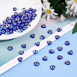 2 Strands Handmade Evil Eye Lampwork Beads Strands&nbsp;LAMP-FH0001-08B