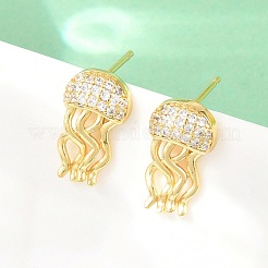 Brass Micro Pave Cubic Zirconia Stud Earrings&nbsp;EJEW-G471-19P