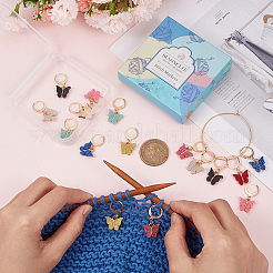 16Pcs 8 Colors Alloy Enamel Butterfly Charm Locking Stitch Markers&nbsp;HJEW-SC0001-30