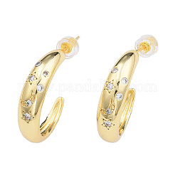 Cubic Zirconia Moon and Star Half Hoop Earrings&nbsp;EJEW-N011-70