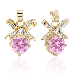 8Pcs Brass Micro Pave Cubic Zirconia Pendants&nbsp;FIND-BBC0004-28B-02