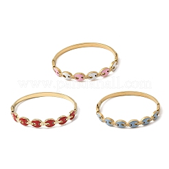 304 Stainless Steel Enamel Hinged Bangles&nbsp;BJEW-B168-01G