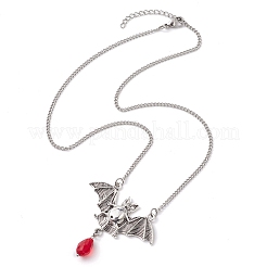 Alloy Bat and Glass Pendant Necklaces&nbsp;NJEW-TA00141