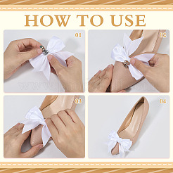 12Pcs Bowknot Polyester Shoe Buckle Clips&nbsp;HJEW-HY00142