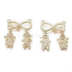 Brass Micro Pave Clear Cubic Zirconia Links Connectors&nbsp;ZIRC-C020-28G