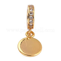 Brass Micro Pave Clear Cubic Zirconia European Dangle Charms&nbsp;ZIRC-L097-049B-G