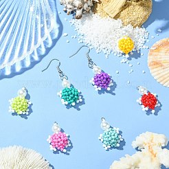 7Pcs 7 Colors Handmade Glass Seed Beaded Tortoise Pendants&nbsp;PALLOY-CJ00103