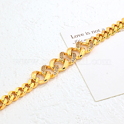 Brass Micro Pave Clear Cubic Zirconia Cuban Link Chains Bracelets for Women&nbsp;GK6630