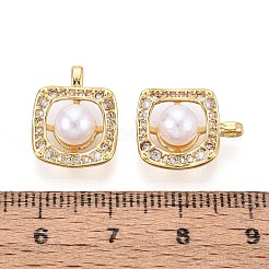 Brass Micro Pave Clear Cubic Zirconia Pendants&nbsp;KK-T080-57G
